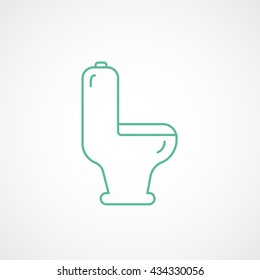 Toilet Green Line Icon On White Background