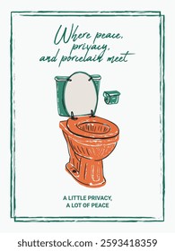 Toilet Hand Drawn Illustration Art Print Poster