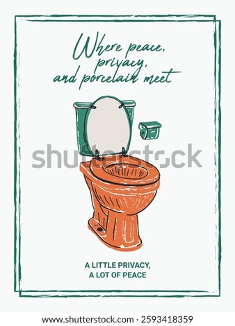 Toilet Hand Drawn Illustration Art Print Poster