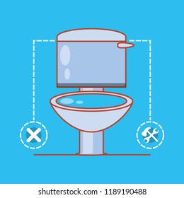 toilet with home repair icons