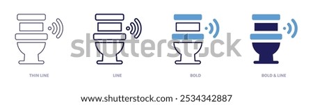 Toilet icon in 4 different styles. Thin Line, Line, Bold, and Bold Line. Duotone style. Editable stroke.