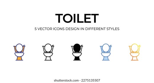 toilet Icon Design in Five style with Editable Stroke. Line, Solid, Flat Line, Duo Tone Color, and Color Gradient Line. Suitable for Web Page, Mobile App, UI, UX and GUI design.