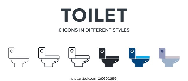 Toilet Icon In Different Style Vector Illustration. Designed In Thin Line, Regular Line, Bold Line, Glyph, Color Fill, And Flat Style Can Be Used For Web
