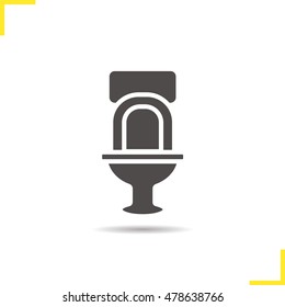 Toilet icon. Drop shadow wc silhouette symbol. Lavatory pan. Negative space. Vector isolated illustration