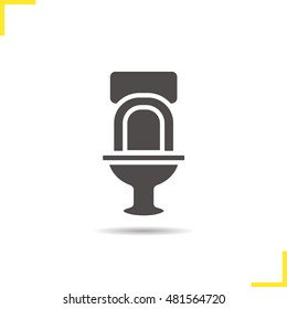 Toilet icon. Drop shadow wc silhouette symbol. Lavatory pan. Negative space. Vector isolated illustration