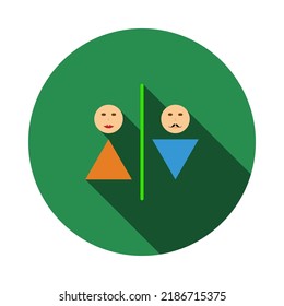 Icono del inodoro. Diseño De Esténcil De Círculo Plano Con Sombra Larga. Ilustración vectorial.