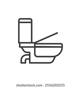 Toilet, icon in line design. Toilet, bathroom, WC, lavatory, restroom, sanitation, hygiene on white background vector. Toilet editable stroke icon