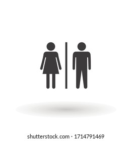 toilet icon or logo WC symbols, toilet sign Bathroom Male and female Gender icon Funny wc door plate symbol isolated sign vector illustration