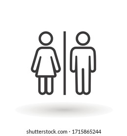 Toilet Icon Or Logo WC Symbols, Toilet Sign Bathroom Male And Female Gender Icon Funny Wc Door Plate Symbol Isolated Sign Vector Illustration