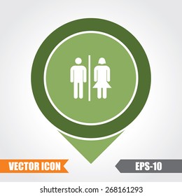 Toilet Icon On Map Pointer. Eps.-10.