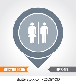 Toilet  Icon On Map Pointer. Eps.-10.