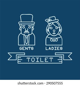 Toilet icon with outline style vector design 