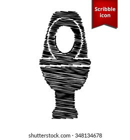 Toilet Icon with pen effect. Scribble icon for you design.