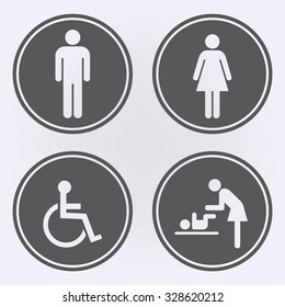 Toilet icon set in circle . Vector illustration