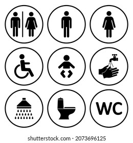 toilet icon set on white background