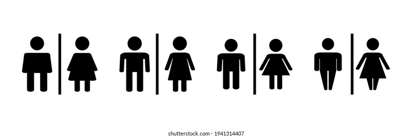 Toilet icon set. restrooms icon vector. bathroom sign. wc, lavatory