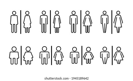 Toilet icon set. restrooms icon vector. bathroom sign. wc, lavatory