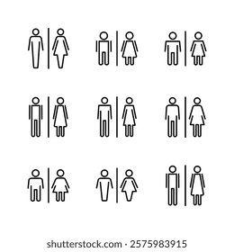 Toilet icon set. restrooms icon vector. bathroom sign. wc, lavatory