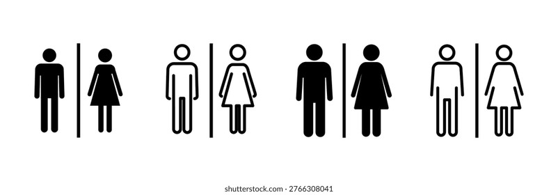 Toilet icon set. restrooms icon vector. bathroom sign. wc, lavatory