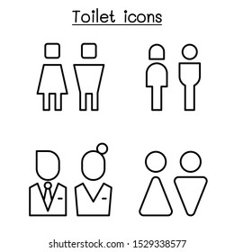 Toilet icon set in thin line style