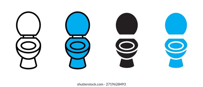 WC-Symbol setzt Vektor auf weißem Hintergrund. Hygiene, Sanitäranlagen, Toilettenbecken, Toilettensitz, Symbol für Badezimmerzubehör. Vektorgrafik.