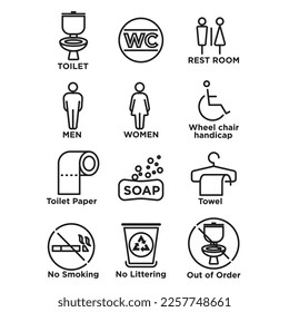 Toilet icon set vector. Suitable for toilet or rest room icon.