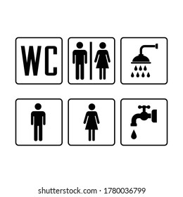 Toilet icon set, wc restroom sign, vector illustration