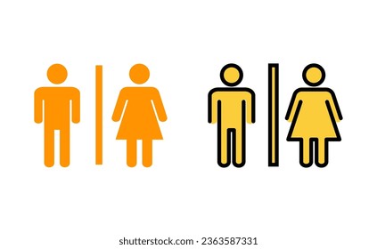 Icono de inodoro establecido para la aplicación web y móvil. Señal y símbolo de los baños de niñas y niños. señal de baño. wc, lavatorio