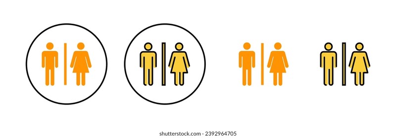 Icono de inodoro establecido para la aplicación web y móvil. Señal y símbolo de los baños de niñas y niños. señal de baño. wc, lavatorio