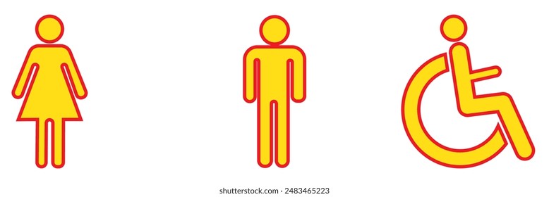 Toiletten-Icon-Set für Web und mobiles App. Toiletten für Mädchen und Jungen mit Schild und Symbol. Badschild. WC, WC