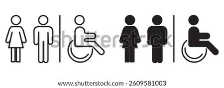 Toilet icon set for web and mobile app. Girls and boys restrooms sign and symbol. bathroom sign. wc, lavatory