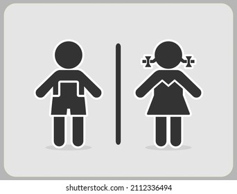 toilet icon in shape people. silhouette children logo vector illustration.
