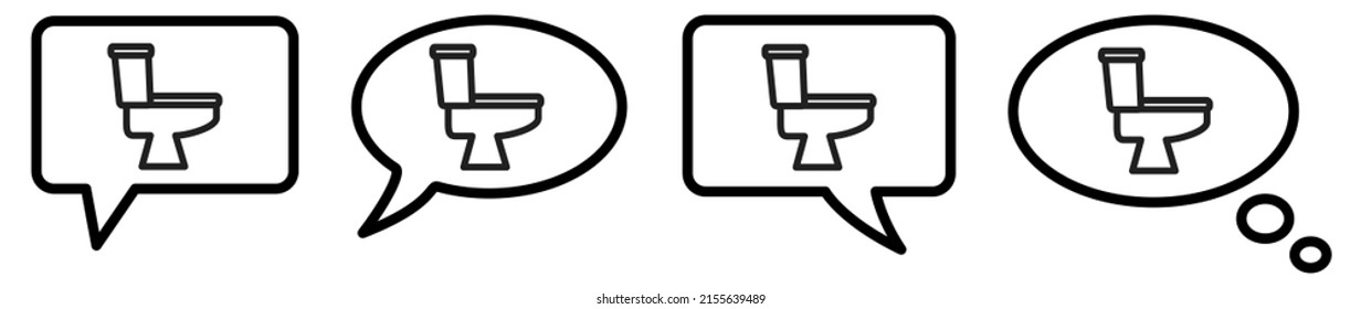 Toilet Icon In Speech Bubble, Different Version