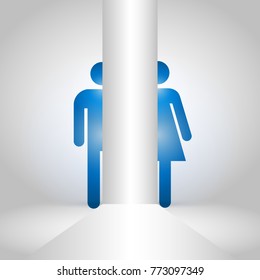 Toilet Icon in trendy flat style on grey background. Man and Women symbol for your web site design, Vector illustration