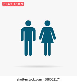 Toilet Icon Vector. Flat simple Blue pictogram on white background. Illustration symbol with shadow
