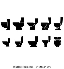 Conjunto de Vector de iconos de inodoro. Ilustración de WC colección. Símbolo del baño. Logo del baño.