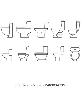 Conjunto de Vector de iconos de inodoro. Ilustración de WC colección. Símbolo del baño. Logo del baño.
