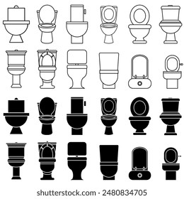 Toilettensymbol-Vektorgrafik eingestellt. WC-Illustrationsschild Kollektion. Badsymbol. Toilettenlogo.