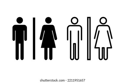 Vector de iconos de inodoro para aplicaciones web y móviles. Señal y símbolo de los baños de niñas y niños. señal de baño. wc, lavatorio