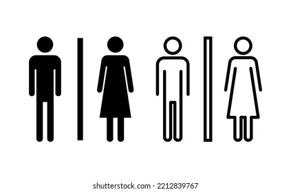 Vector de iconos de inodoro para aplicaciones web y móviles. Señal y símbolo de los baños de niñas y niños. señal de baño. wc, lavatorio