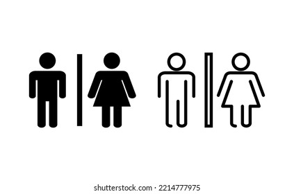 Toilet icon vector for web and mobile app. Girls and boys restrooms sign and symbol. bathroom sign. wc, lavatory