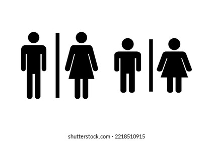 Vector de iconos de inodoro para aplicaciones web y móviles. Señal y símbolo de los baños de niñas y niños. señal de baño. wc, lavatorio