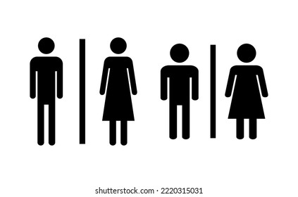 Vector de iconos de inodoro para aplicaciones web y móviles. Señal y símbolo de los baños de niñas y niños. señal de baño. wc, lavatorio