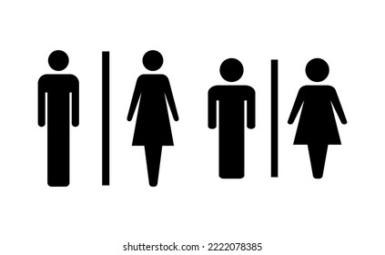 Vector de iconos de inodoro para aplicaciones web y móviles. Señal y símbolo de los baños de niñas y niños. señal de baño. wc, lavatorio