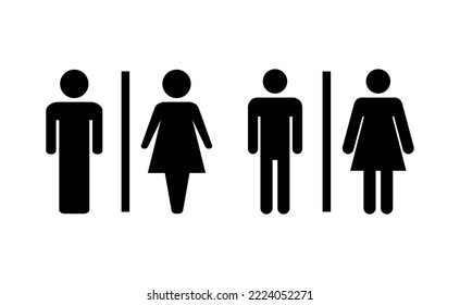 Vector de iconos de inodoro para aplicaciones web y móviles. Señal y símbolo de los baños de niñas y niños. señal de baño. wc, lavatorio