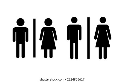 Vector de iconos de inodoro para aplicaciones web y móviles. Señal y símbolo de los baños de niñas y niños. señal de baño. wc, lavatorio