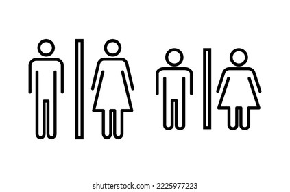 Vector de iconos de inodoro para aplicaciones web y móviles. Señal y símbolo de los baños de niñas y niños. señal de baño. wc, lavatorio