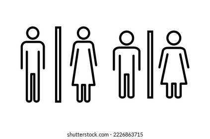 Toilet icon vector for web and mobile app. Girls and boys restrooms sign and symbol. bathroom sign. wc, lavatory
