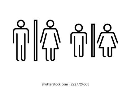 Vector de iconos de inodoro para aplicaciones web y móviles. Señal y símbolo de los baños de niñas y niños. señal de baño. wc, lavatorio
