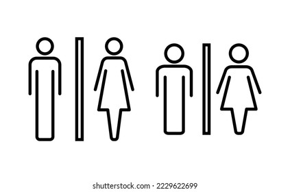Vector de iconos de inodoro para aplicaciones web y móviles. Señal y símbolo de los baños de niñas y niños. señal de baño. wc, lavatorio